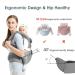 Baby Carrier Kangaroo with Hip Seat | Front and Back Options | Grey Baby Backpack for Newborn to Toddler - Buy Online on GoSupps.com