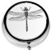 Dragonfly Round Pill Box - 3 Compartment Mini Decorative Organizer for Travel | Portable Vitamin & Medicine Holder - Buy Online on GoSupps.com