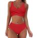 Women Back Plus Size Bikini Sets Crossover Padded Two-Piece Bathing Suits Swimsuit Beach Swimwear High Leg G String Swimming Costume 6650-mgkdg-b-red XL - Buy Online on GoSupps.com