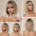 OUFEI Ombre Blonde Bob Wig with Bangs - Short Straight Synthetic Hair Wig for Women - Ideal for Daily Wear, Parties, and Cosplay - Buy Online on GoSupps.com