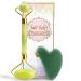 100% Real Natural Jade Face Roller and Gua Sha Set - Anti-aging Facial Roller Jade Stone Massager for Face & Eye Massage, Beauty Skincare Facial Massage Tool
