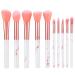 WLLHYF 10 Pieces Marble Makeup Brushes Set Soft Premium Pink Bristles Aesthetic Face Brushes Tool for Eyeshadow Foundation Contour Concealer Eyeliner Eyebrow Professional Cosmetic Brushes