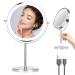 8 inch Desktop Magnifying Makeup Mirror with Lights  8 Dimmable Rechargeable Double Sided 1X/10X Vanity Mirror with 3 Colors  360  Smart Touch Brightness Adjustable Lighted Makeup Mirror-Chrome