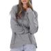 Creoqiji breastfeeding sweater single-colored hoodies for women casual long-sleeved hoodies plain light sweater tops loose blouses women's top 52 gray s