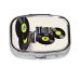 Vinyl Records and Tapes Printing 2 Compartment Small Pill Case Cute Small Pill Box Purse Pill Boxs Travel Pill Organizer for Pocket Purse and Travel Gifts