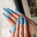 Bufenia Matt Pure Colorful Long Ballerina Press-On Nails - 24 Full Cover Coffin Nails for Women & Girls (Blue) | International Shipping Available - Buy Online on GoSupps.com