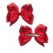 2 Pcs Ribbon Hair Bow Clips Barrettes Ribbon Hair Pins Ponytail Holder Bow Hairpin Hair Barrettes Clips Hair Styling Accessories for Girls Women Christmas Wedding Birthday Valentine's Day - 6 Inch red