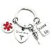 Diabetes Keychain Diabetic Diabetes Patients Gift Type 1 Type 2 Diabetes Awareness Medical Alert Diabetes Doctor Specialist Endocrinology Gift Glucose Sugar Syringe Charm Caduceus Medical Symbol