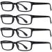 Eyekepper 4 Pack Classic Reading Glasses Rectangular Frame Men Women Black +4.00 4 Black 4.0 Diopters