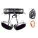 Petzl CORAX Climbing Kit - Package Containing CORAX Harness, GRIGRI Belay System With Assisted Blocking, and Sm'D Carabiner Grey 1