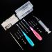 Airgoesin Longer Tips 2 Sets Tonsil Stone Remover Kit w/LED Tool & Earwax Remover Kit  Irrigation Ear Syringe or Oral Syringe  Long Stainless Tonsil Pick Remover B: Blue+pink
