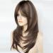 Brown Wigs for Women | Synthetic Long Curly Layered Ombre Wig with Fringe - Perfect for Daily & Party Wear - Buy Online on GoSupps.com