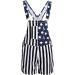 Malaidog American Flag Denim Overalls | Patriotic Rompers | Adjustable Strap Shorts | Type B Large - Buy Online on GoSupps.com