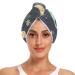 Cat The Moon Hair Towel 2 Pack Super Absorbent Hair Drying Towel Quick Dry Hair Turbans Head Towel with Button Twisty Wrap for Women Girls