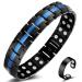 Vicmag Men Magnetic Bracelets Titanium Steel Magnet Bracelet Ultra Strength Double Row 3500 Gauss Wristband Brazaletes with Adjustment Tool & Jewelry Gift Box (Black Blue Line)