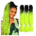 Showjarlly Kanecalon Kunsthaar Hair Kanecalon Hair Braids Extension Ombre Jumbo Braid Hair extension 24 " Kanecalon braids Box Hair Kunsthaar Hair For Inclined Black/Yellow Green# 61cm-24 inch (3 pack) black/yellow green