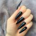 Stiletto Long Fake Nails - Black Almond Artificial Nails with Shine & Glue Stickers | Csch Press-On Nail Collection - Buy Online on GoSupps.com