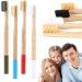 EXCEART 4pcs Organic Bamboo Toothbrushes with Charcoal Bristles for Natural Dental Care - Yellow - Buy Online on GoSupps.com