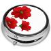 Vivid Poppy Flowers Mini Round Pill Box - 3 Compartment Travel Organizer for Medicine & Vitamins | Portable Pill Case for Home & Office - Buy Online on GoSupps.com