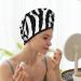 Quick-Dry Zebra Hair Towel Wrap - Buttoned Turban for Effortless Hair Drying | International Shipping - Buy Online on GoSupps.com