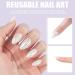 LADYING Moonlight Glitter Gel False Nails Short - 30 Nail Kit Glossy White Almond Press On Nails French Tip Pattern with Nail Glue - Women's Nail Art Set - Buy Online on GoSupps.com