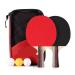 Vbest life Table Tennis Racket, 2pcs 7 Layers Wood Ping Pong Paddles Set with Balls Carrying Case for Shake-Hand Grip Players