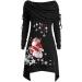 Festive Women's Turtleneck Christmas Sweater with Santa Claus Motif | Plus Size Asymmetrical Red Waterfall Top - Buy Online on GoSupps.com