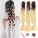 Showjarlly Kanecalon Kunsthaar Hair Kanecalon Hair Braids Extension Ombre Jumbo Braid Hair Extension 24 " Kanecalon braids Box Hair Kunsthaar Hair For Inthalt Kanecalon African Hair 61cm-24Zoll (3 Series Pack) Brown/Creamy White