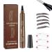2024 Upgraded Natural Brows Eyebrow Pen 3D Waterproof Microblading Eyebrow Pencil Magic Contouring Pen Long-Lasting 4 Tipped Precise Brow Pen for Natural Makeup (Light Brown)