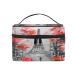Make-up bag in vintage style Paris Eiffel Tower cosmetic bag travel case portable cosmetic brush organizer storage for women Paris 1 Count (Pack of 1)