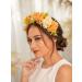 IYOU Flower Crown Headband Orange Rose Hair Bands Rave Floral Day of the Dead Halloween Headpiece Hair Accessories for Women and Girls - Buy Online on GoSupps.com
