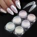 6 Colors Pearl Chrome Nail Powder Aurora Mermaid Iridescent Powder Set Metallic Mirror Effect Glitters Pigment for Gel Polish Nail Art Decorations Y451-459 Set