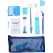 Fopytu portable orthodontic oral care kit for braces interdental brush toothwax tooth flap tooth flap toothbrush cleaning kit blue