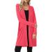 Elegant Women's Long Sleeve Rope Cardigan - Watermelon Red Knitting Coat | Casual Open Sweater & Jacket - Perfect Winter Outwear - Buy Online on GoSupps.com