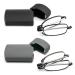 Kokobin foldable 2 pairs reading glasses made of stainless steel mini anti-blue long help for women and men reading aid with hard shell case 3.5 2 couples +3.5