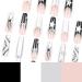 Shop 24pcs Glossy Black White French Tip Press On Nails - Long Square Acrylic Full Cover - Y2K Style False Nails - Buy Online on GoSupps.com