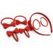 7 PIECE SCHOOL COLOURS Hair Bow Snap Clips SET ALICE BAND PONIOS PonyTail Holder Headband - Red