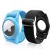 Airtag bracelet for children 2 pieces Air day watch band holder compatible with Apple Item Finder adjustable itag gps Wristband Bracelet slree silicone footstage case for child/toddler black/blue
