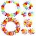 Hawaiian Leis Luau Tropical Headband Flower Crown Wreath Headpiece Wristbands Women Thicker Necklace Bracelets Hair Band For Summer Beach Vacation Pool Party Decorations Favors Supplies Set Color Color + Colorful