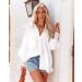 NLBZYDHFC Women's Long Puff Sleeve V-Neck Striped Button Down Shirt - Pure White, XL - Buy Online on GoSupps.com