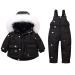 Kids Snowsuit Winter Hooded Down Jacket + Snow Bib Pants 2PCS Baby Boys Girls Fashinable and Lightweight Ski Suit for Toddler 24-36 Months Blue 2-3 Years