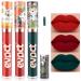 evpct 3Pcs Dark Ruby Red Green Matte Liquid Lipsticks Matte Lip Gloss Stain Makeup Sets Smudge Proof Skull Face 24 Hour Long Lasting Liquid Matte Lipstick Waterproof labial mate larga duracion 24 H02 3 Count (Pack of 1) ...
