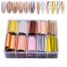 EBANKU 10 Rolls Metallic Color Holographic Nail Foil Transfer Sticker Nail Foil Adhesive Sticker Nail Art Tips Warps Shining DIY Stickers Nail Decorations for Nail Art Decoration DIY and Salon