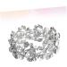 Ultechnovo Women's Rhinestone Wedding Tennis Bracelet - 2-Stone Whitewash Pearl Cuff - Fine Silver Wristband 6.5*3cm - Buy Online on GoSupps.com