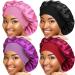 4 Pieces Wide Band Satin Cap Sleep Bonnet Soft Night Sleep Hat for Women One Size Pink+Purple+Wine red+Black