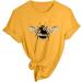 Elegant Oversize Bee Print Summer Blouse for Women | Casual Short Sleeve T-Shirt - Lightweight Yellow Top - Buy Online on GoSupps.com