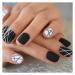 Zhi Zhi Short Round Black and White Lines Fake Nails - Professional Nail Art for Stylish Office Ladies (Color L5745) - Buy Online on GoSupps.com