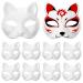 Vicasky cat mask Therian-Mask Fuchsmask 30 pieces white paper mache mask hand-painted empty mask diy your own mask animal mask DIY empty mask masquerade accessories
