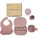 Baby Weaning Set | Toddler Feeding Set with Silicone and Wood | Plate, Cup, Bowl, Spoon, Fork, Snack Cup, Lid | for Boys and Girls (Rose Pink) - Buy Online on GoSupps.com