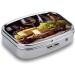 Shop Decorative Pill Box - White Wine Cheese Cake Grapes Print 2 Compartment Metal Organizer for Travel & Purse - Buy Online on GoSupps.com
